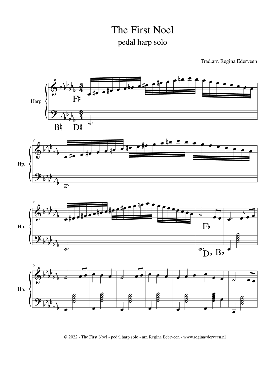 The First Noel - pedal harp solo