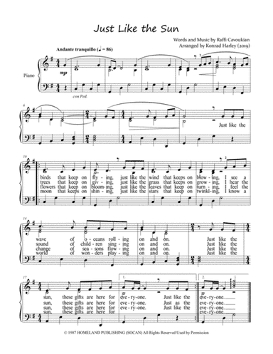 Just Like The Sun (arr. Konrad Harley)