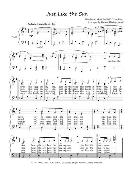 Just Like The Sun (arr. Konrad Harley)
