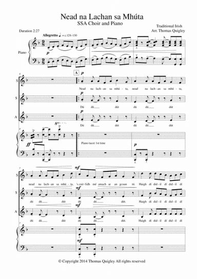 Nead na Lachan sa Mhúta (arr. Thomas Quigley)