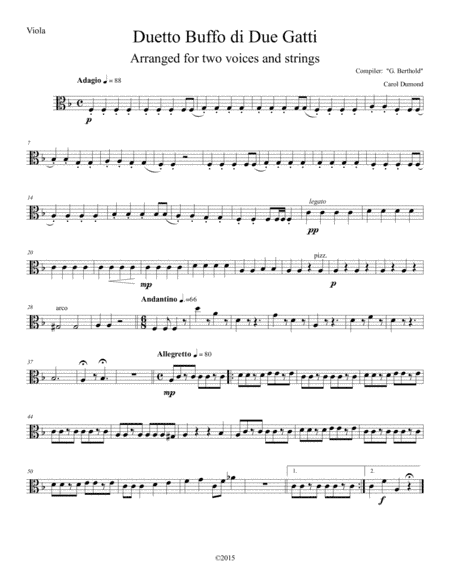Duetto Buffo de Due Gatti arranged for two voices and string orchestra: Viola (arr. Carol Dumond)