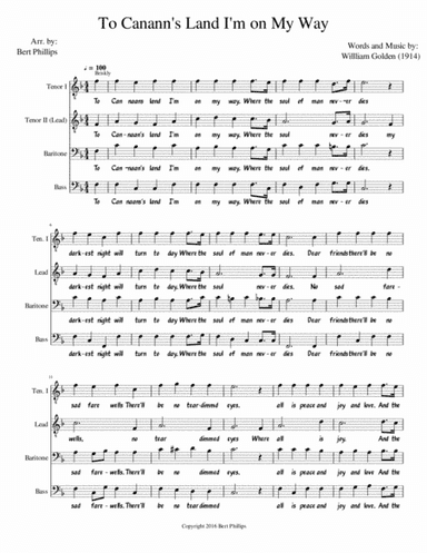 To Canann's Land I'm on My Way TTBB A cappella (arr. Bert Phillips)