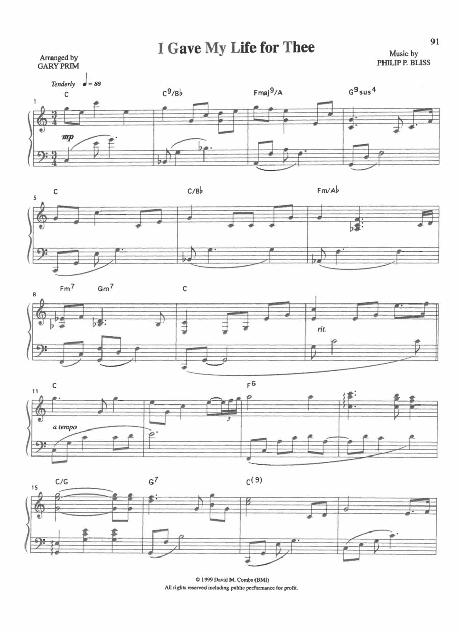 I Gave My Life for Thee (arr. Gary Prim)