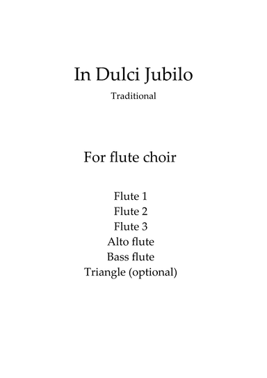 In Dulce Jubilo (Mike Oldfield style) for flute choir + optional percussion (arr. Carolyn Goates)