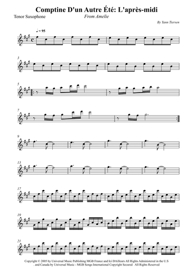 Comptine D'un Autre Été: L'après-midi (arr. Wesley S. SIlva)