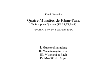 Musette dramatique  (for Saxophone Quartet)