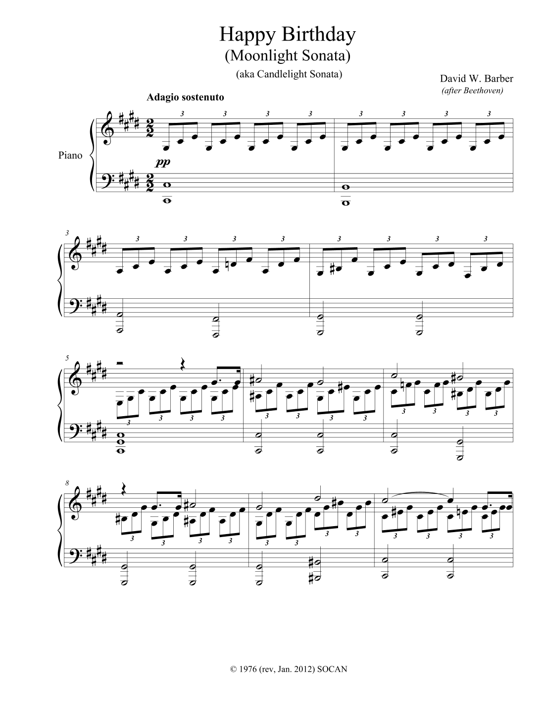 Happy Birthday (Moonlight Sonata), aka Candlelight Sonata