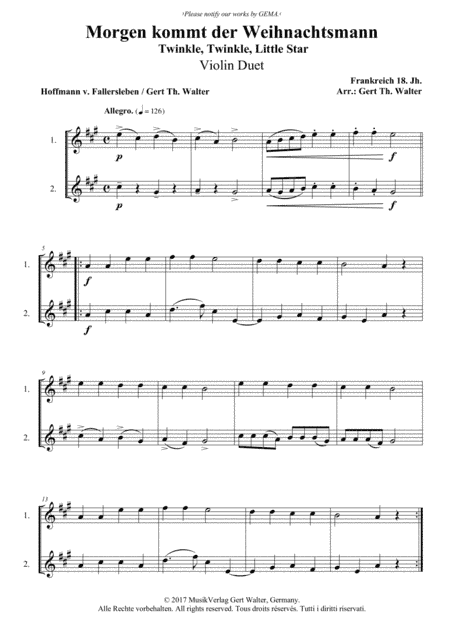 Twinkle, Twinkle, Little Star (arr. Gert Th. Walter)