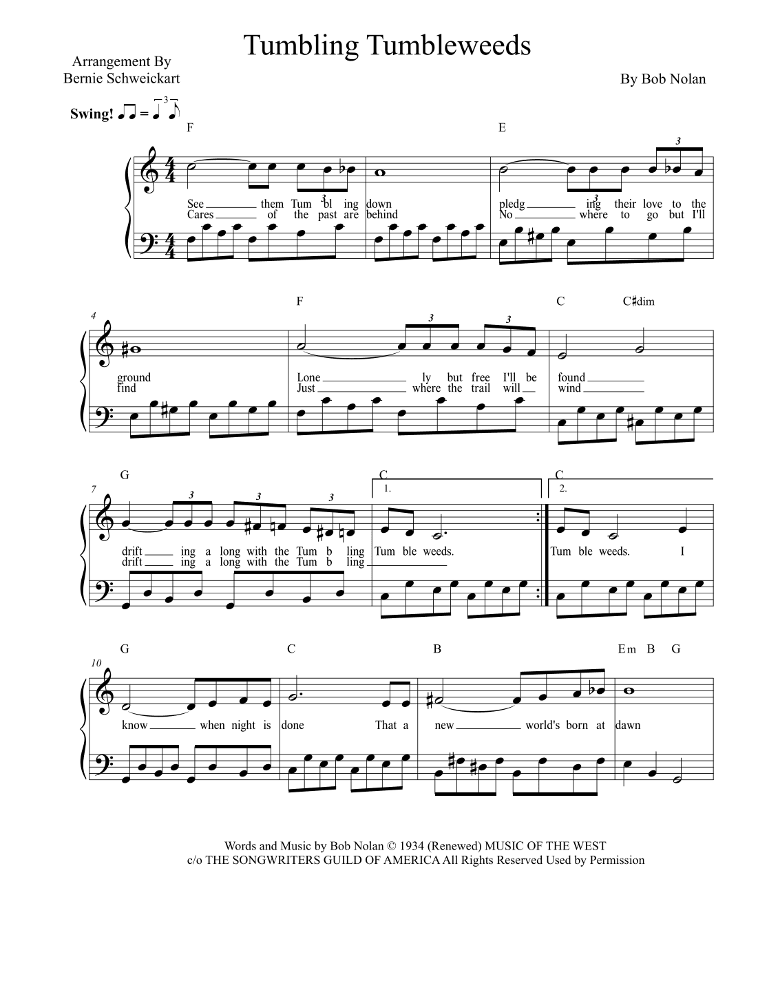 Tumbling Tumbleweeds (arr. Bernie Schweickart)