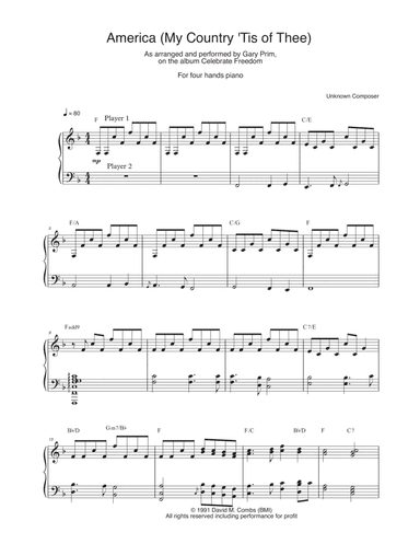 America (My Country 'Tis of Thee) (arr. Gary Prim)