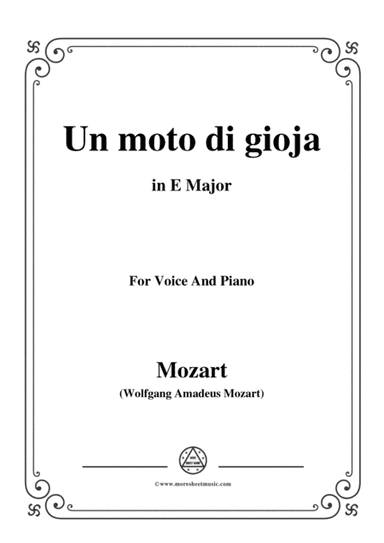 Mozart-Un moto di gioja,in E Major,for Voice and Piano (arr. MSM)