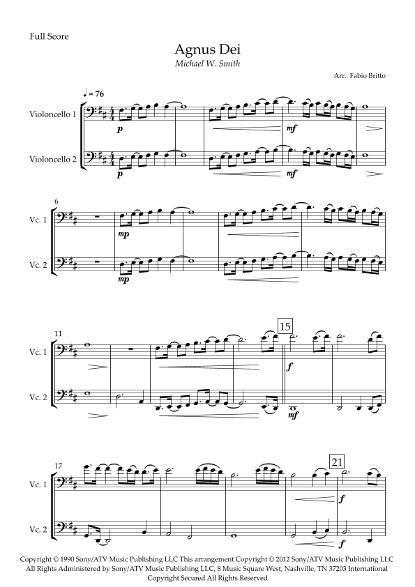 Agnus Dei (arr. Fabio Britto)