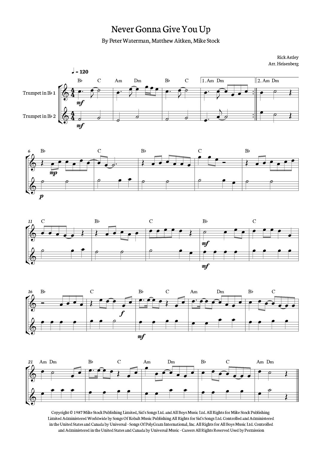 Never Gonna Give You Up (arr. Heisenberg)