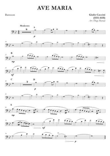 Ave Maria by Caccini-Vavilov for Bassoon and Piano (arr. Diego Marani)