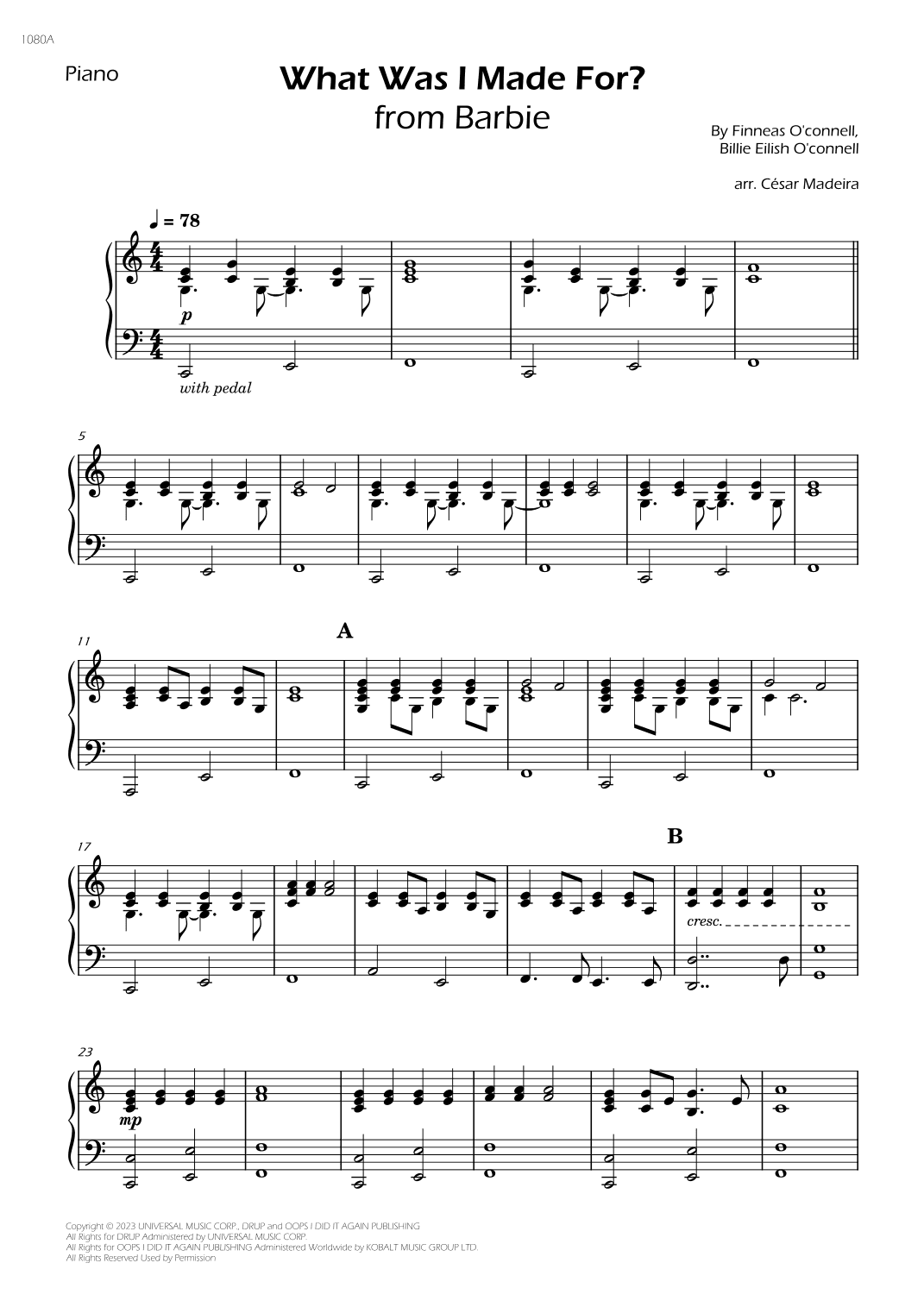 What Was I Made For? (arr. César Madeira)