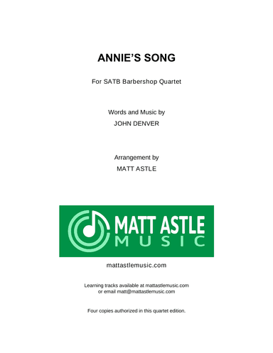 Annie's Song (arr. Matt Astle)