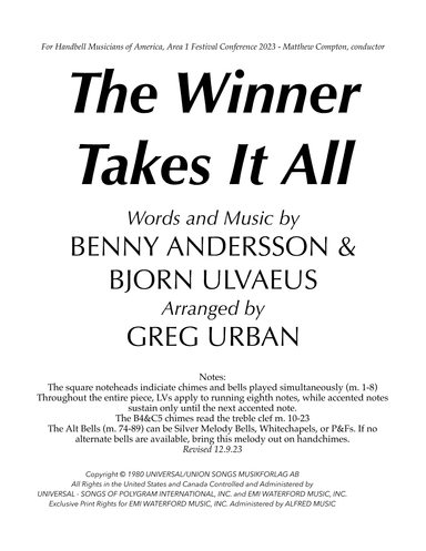 The Winner Takes It All (arr. Greg Urban)