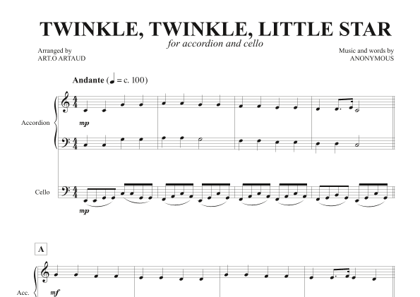 Twinkle Twinkle Little Star (arr. Art.o Artaud)