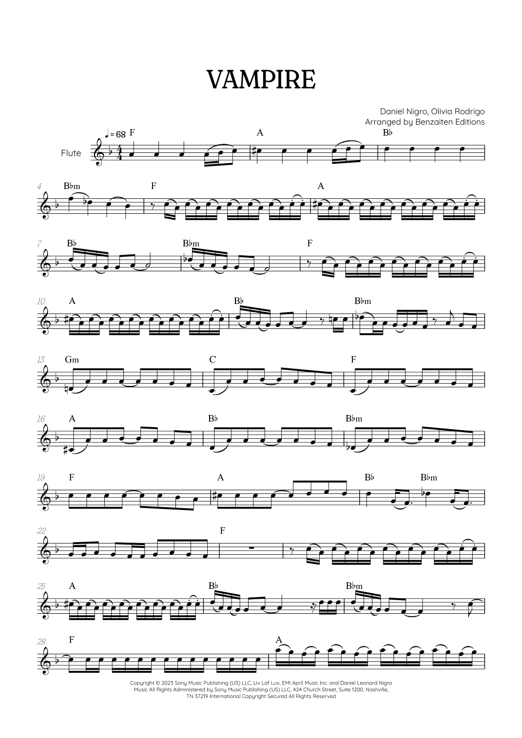 Vampire (arr. Benzaiten Editions)