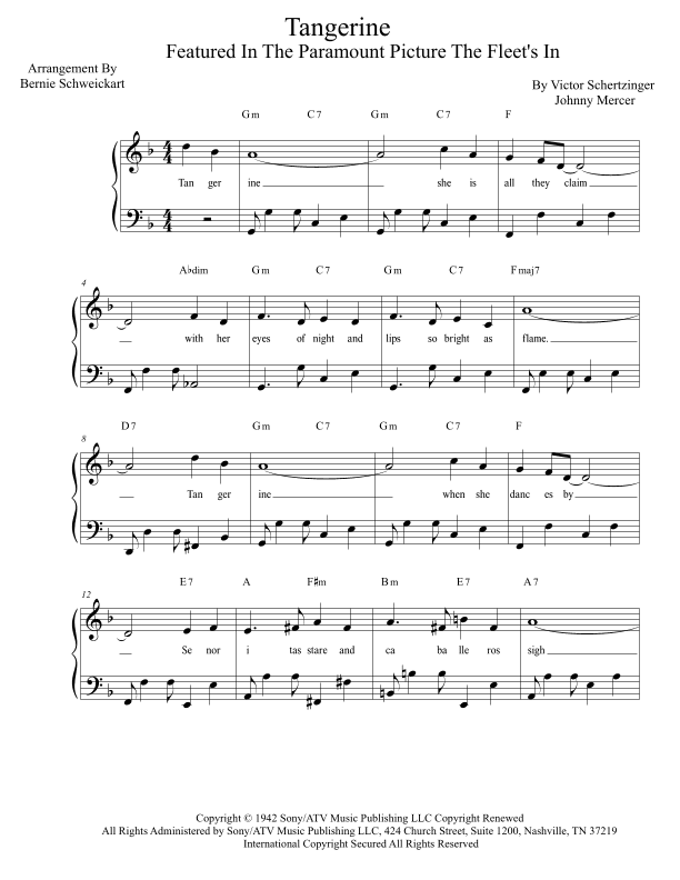 Tangerine (arr. Bernie Schweickart)
