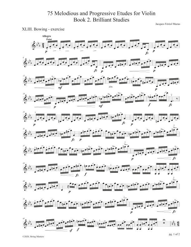 Mazas 75 Melodious & Progressive Etudes for Violin Book 2, No. 43 (arr. String Masters)