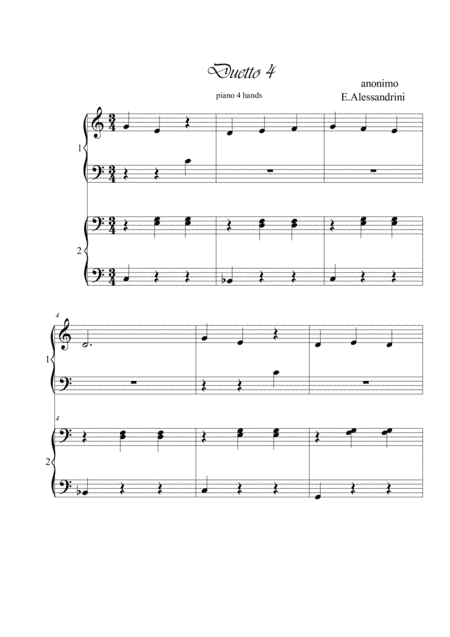 Duetto 4 for piano 4 hands (arr. Ester Alessandrini)
