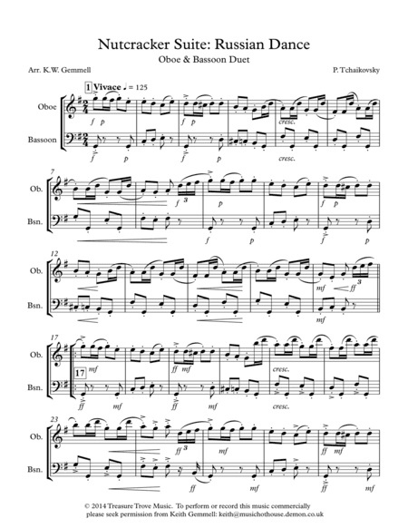 The Nutcracker Suite: Russian Dance - Oboe & Bassoon Duet (arr. K.W. Gemmell)