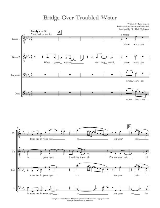 Bridge Over Troubled Water (arr. Tehillah Alphonso)