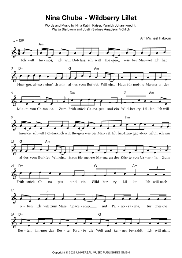 Wildberry Lillet (arr. Michael Habrom)