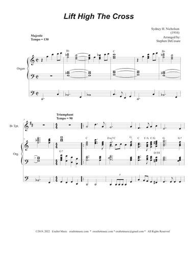 Lift High The Cross (Bb-Trumpet solo and Organ) (arr. Stephen DeCesare)
