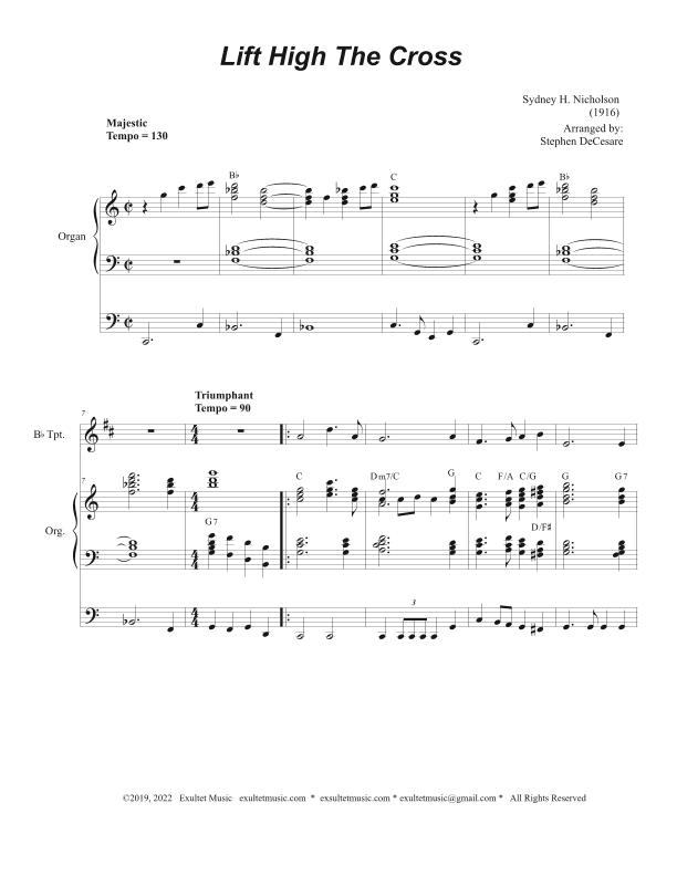 Lift High The Cross (Bb-Trumpet solo and Organ) (arr. Stephen DeCesare)