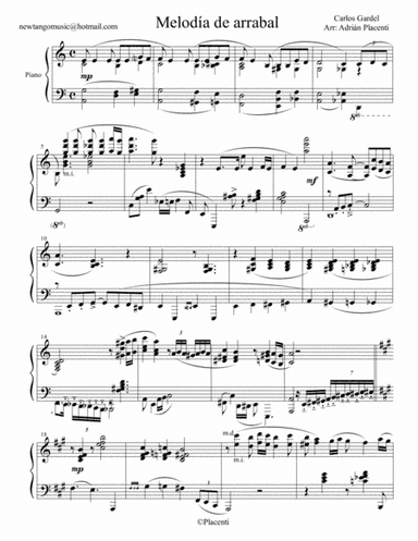 Melodía de Arrabal - Tango Piano (arr. Adrián Placenti)