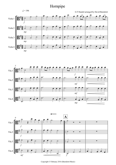 Hornpipe from Handel's Water Music for Viola Quartet (arr. David Burndrett)