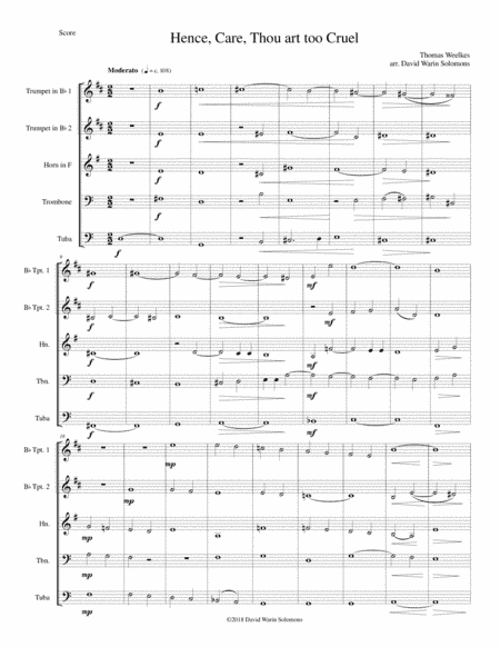 Hence, Care, Thou art  too cruel for brass quintet (arr. David Warin Solomons)