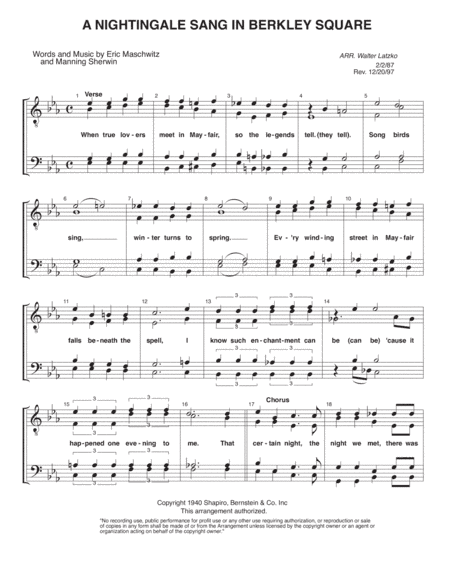 A Nightingale Sang In Berkeley Square (arr. Walter Latzko)