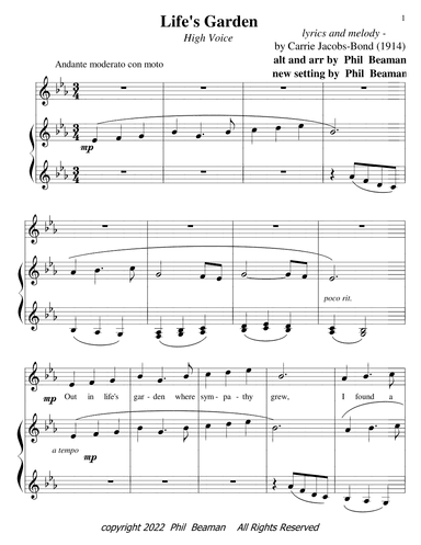 Life's Garden - high voice-piano (arr. Phil Beaman)