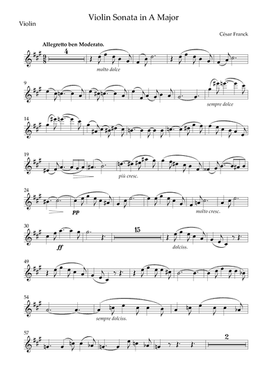 Violin Sonata in A Major (arr. Bernardo Thronicke)