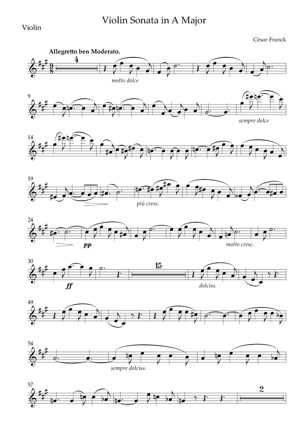 Violin Sonata in A Major (arr. Bernardo Thronicke)