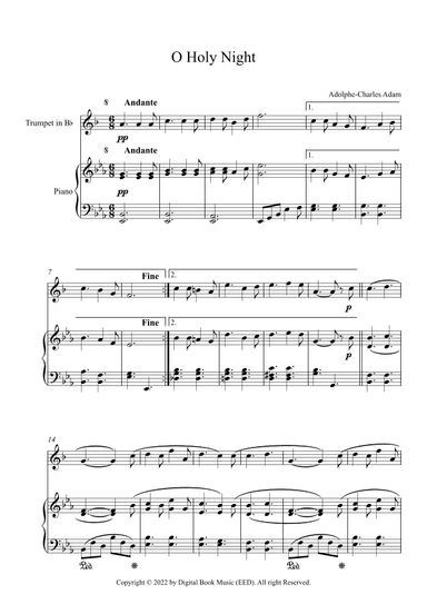 O Holy Night - Adolphe-Charles Adam (Trumpet + Piano) (arr. Digital Book Music)