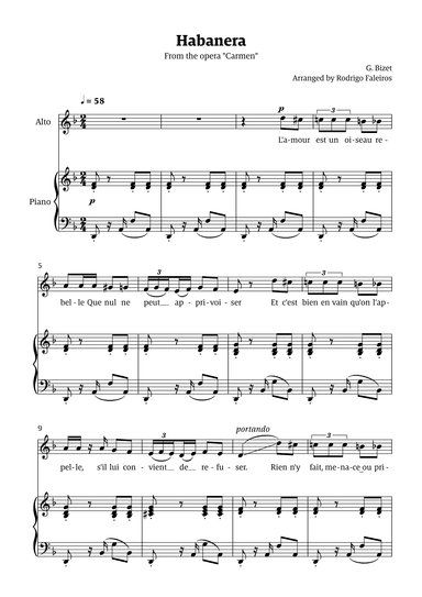 Habanera (for alto - D minor/major) (arr. Rodrigo Faleiros)