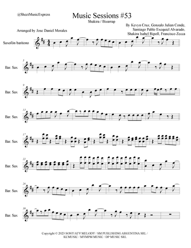 Shakira: Bzrp Music Sessions Vol. 53 (arr. Sheet Music Express)