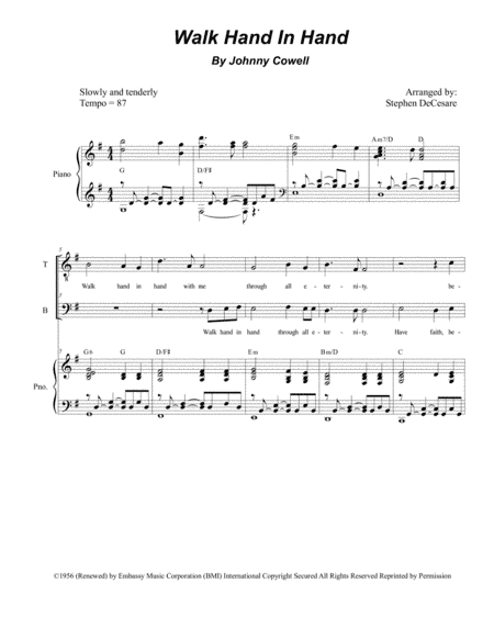 Walk Hand In Hand (arr. Stephen DeCesare)