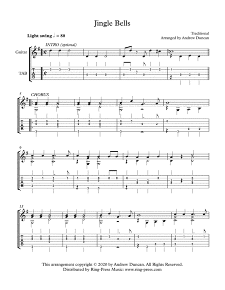 Jingle Bells - Easy Classical Guitar (arr. Andrew Duncan)