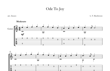 ode to joy guitar with tabs in c arezzo sheet music engraver (arr. Arezzo Music)