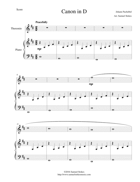 Pachelbel's Canon in D - for theremin and piano (arr. Samuel Stokes)