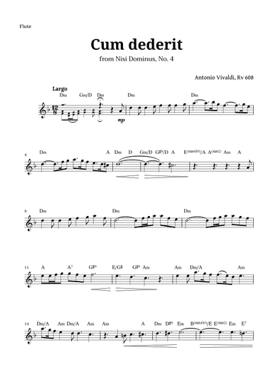 Cum dederit of Vivaldi for Flute and Chords (arr. Langanho)