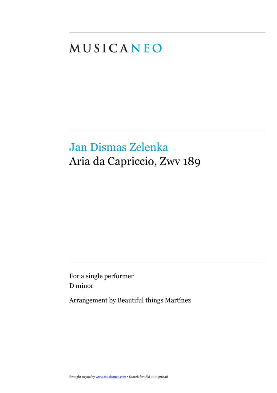 Zwv 189 Aria da Capriccio-Jan Dismas Zelenka (arr. Beautiful things)