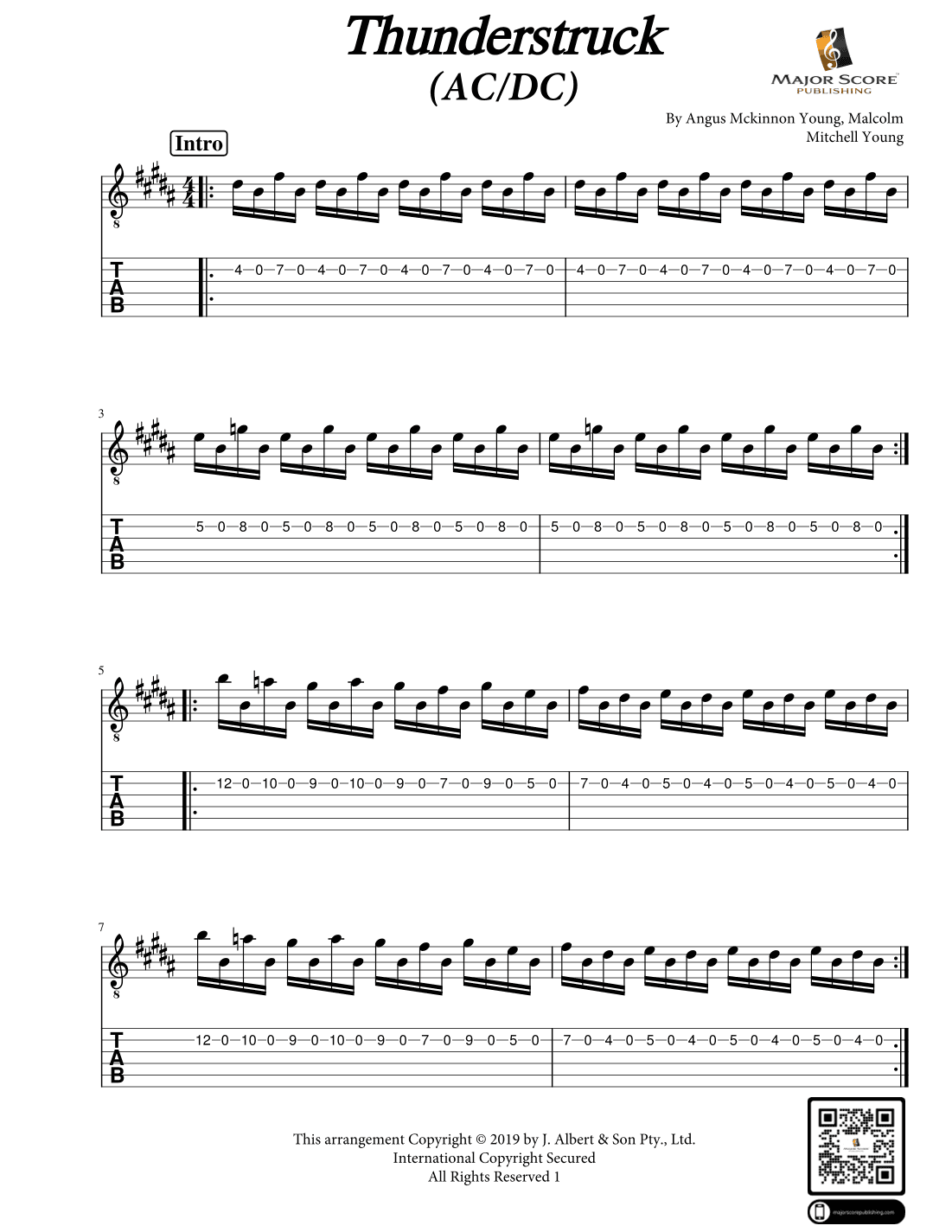Thunderstruck (arr. MAJOR SCORE PUBLISHING TM.)