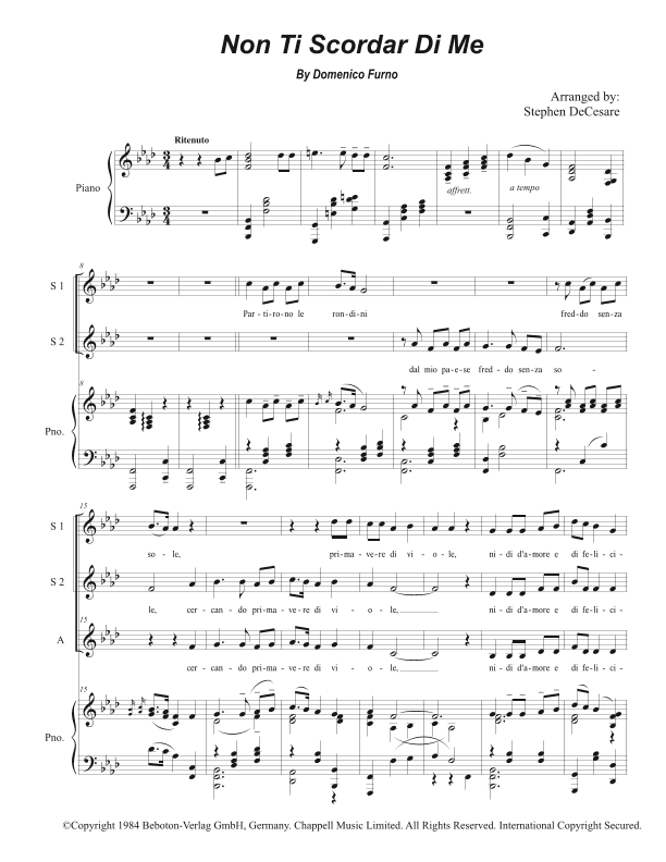 Non Ti Scordar Di Me (arr. Stephen DeCesare)