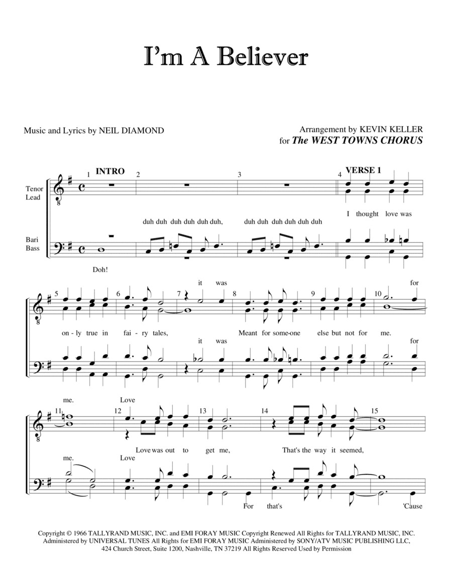 I'm A Believer (arr. Kevin Keller)